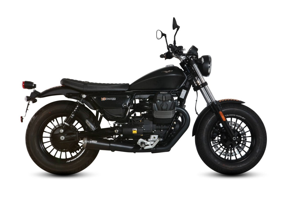 Escape no homologado Mivv Ghibli en Acero negro para Moto Guzzi V9 Bobber 16-20