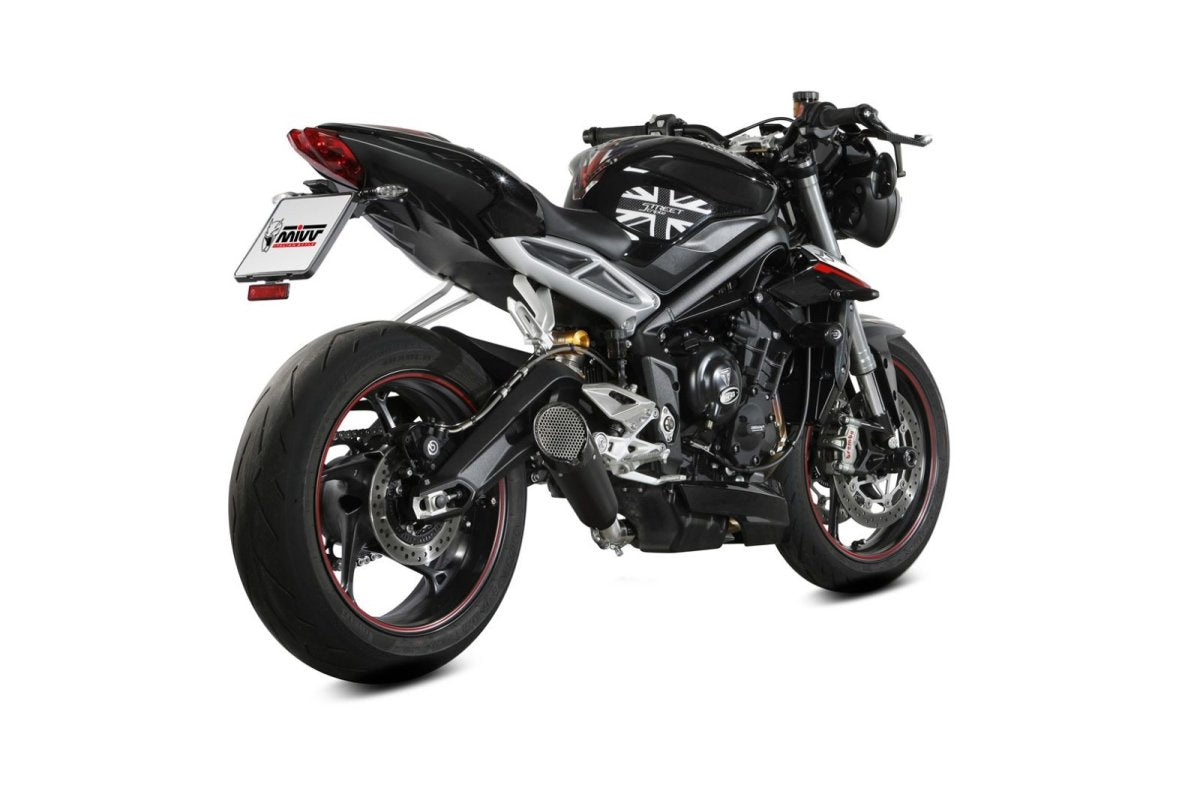 Escape no homologado Mivv X-M5 en Acero negro para TRIUMPH STREET TRIPLE 765 / R / RS 17-22 | STREET TRIPLE 660 17-22 Mivv