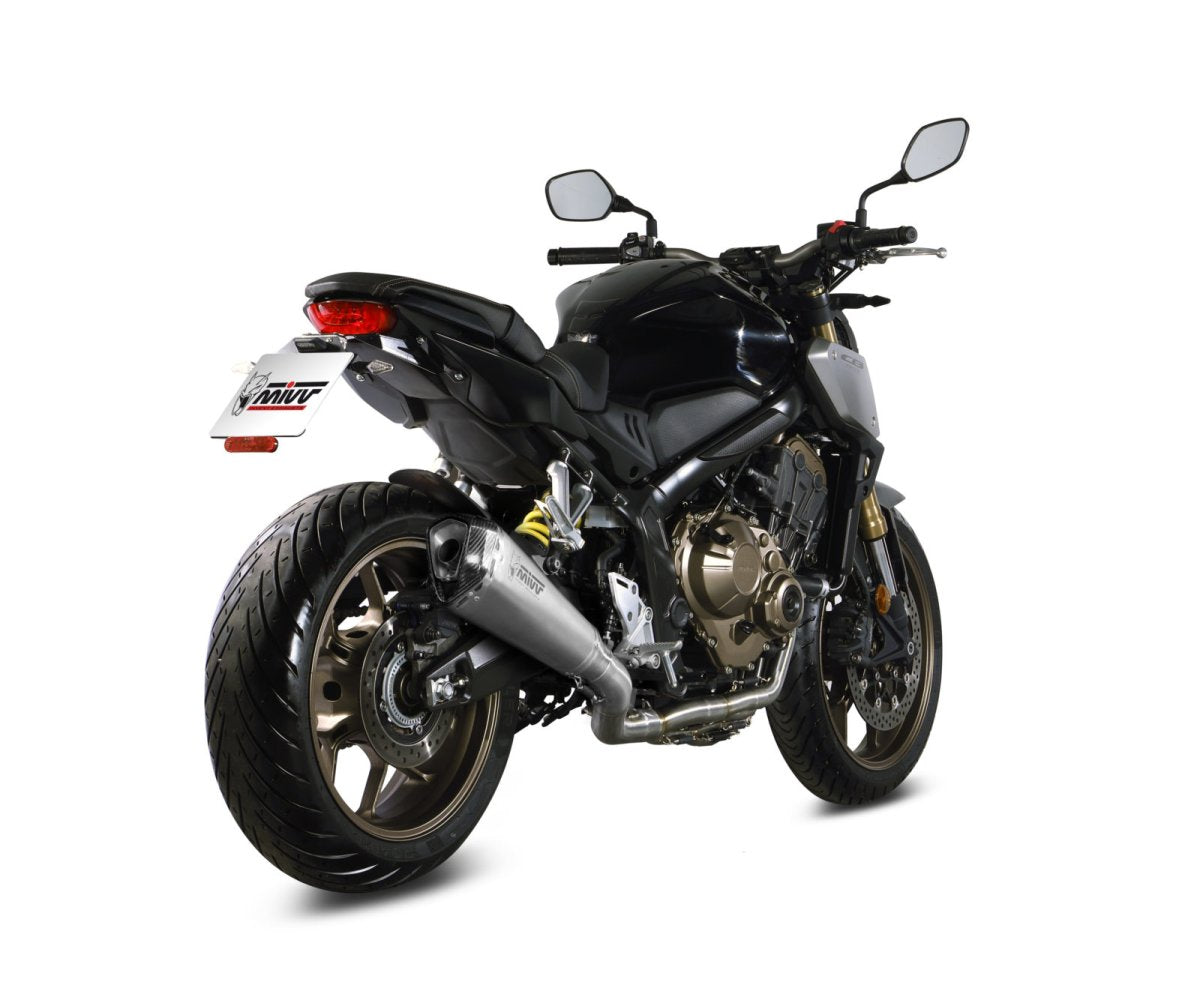 Escape completo homologado Mivv Delta Race en Acero inox. para Honda CBR 650 R 19-23 | CB 650 R / NEO Sports Café 19-23