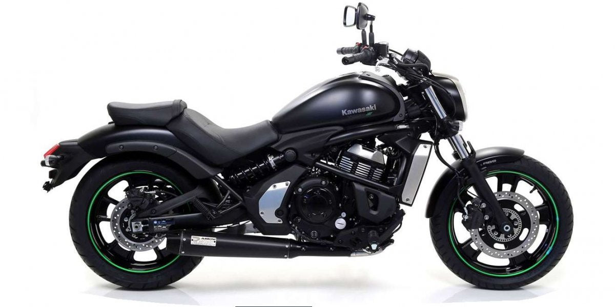 Escape ARROW Rebel homologado en aluminio negro con tapa en aluminio negro para KAWASAKI VULCAN 650 S 17-20 - vista 1