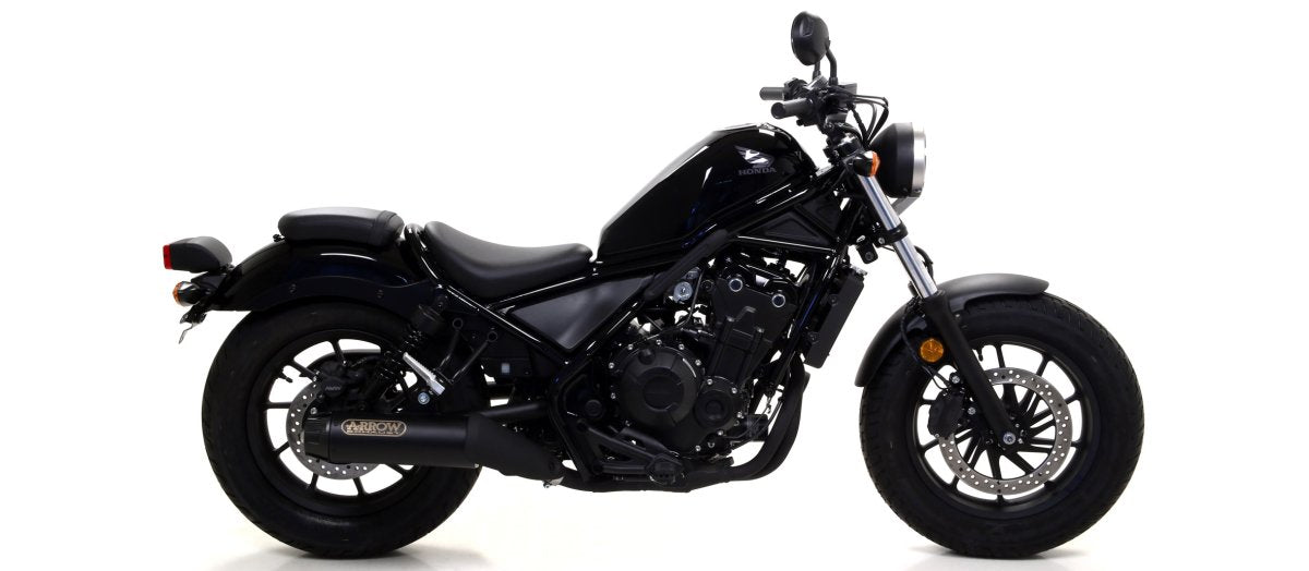 Escape ARROW Rebel homologado en nicromo negro con tapa en aluminio negro para HONDA CMX 500 REBEL 17-24 - vista 1