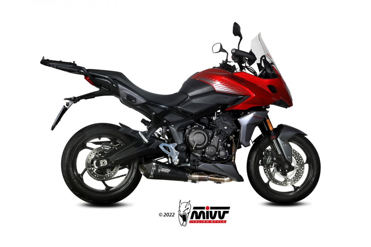 Escape completo homologado Mivv Delta Race en Acero negro para Triumph Trident 660 21-24 | Tiger Sport 660 22-24