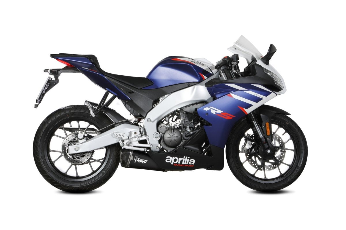 Escape completo homologado Mivv Delta Race en Acero negro para Aprilia RS 125 21-24