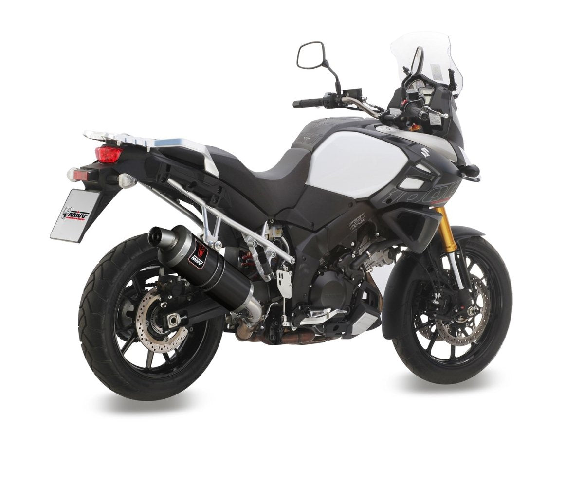 Escape homologado Mivv Dakar en Acero negro para Suzuki DL 1000 V-STROM 14-20 | DL 1050 V-STROM 20-26