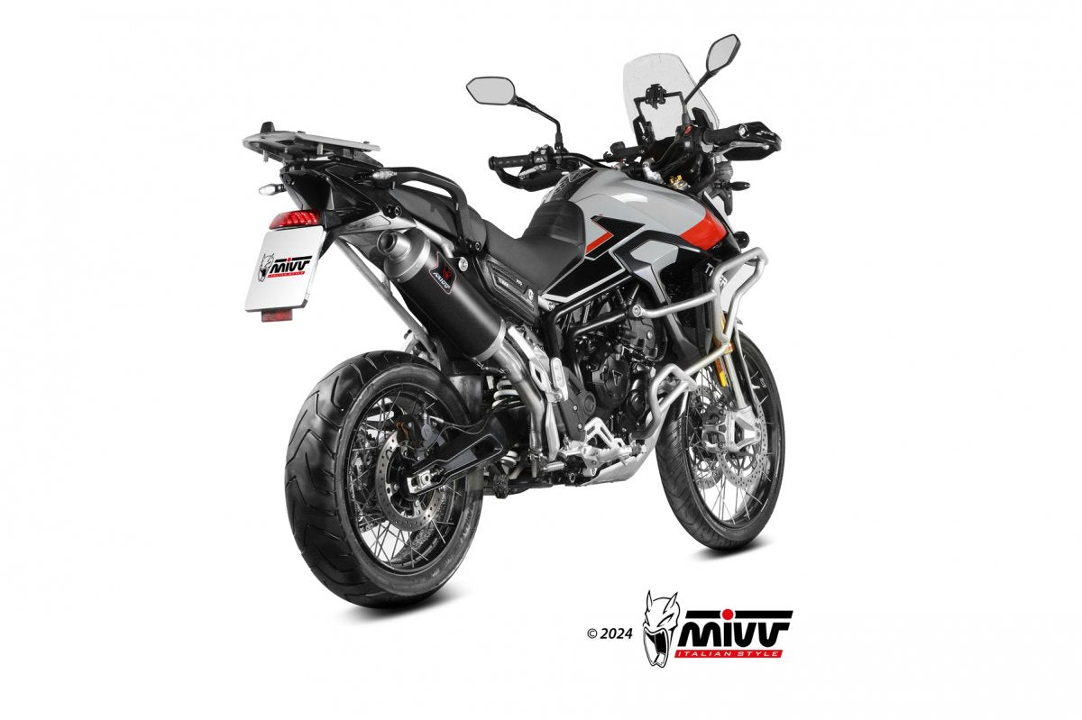 Escape homologado Mivv Dakar en Acero negro para Triumph Tiger 900 / GT / PRO 24-26