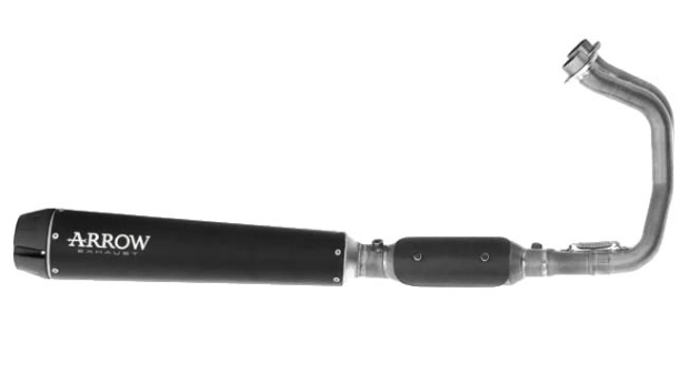 Escape completo ARROW Rebel homologado en nicromo negro con tapa en carbono con colectores en acero inoxidablecon punta en CARBONO para KAWASAKI VULCAN 650 S 25-26 - vista 1