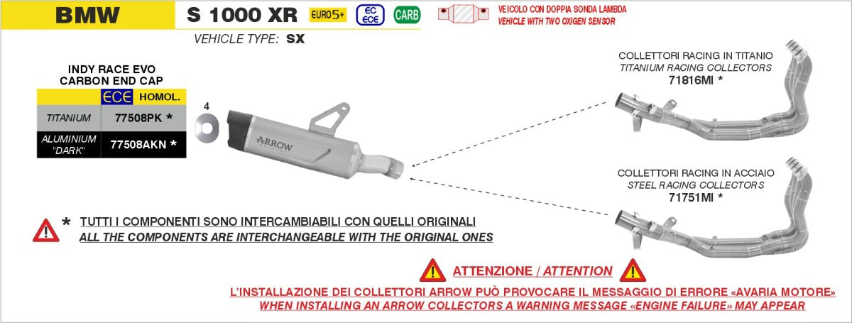 Colectores ARROW no homologados en titanio para BMW S 1000 XR 24-26 - vista 2