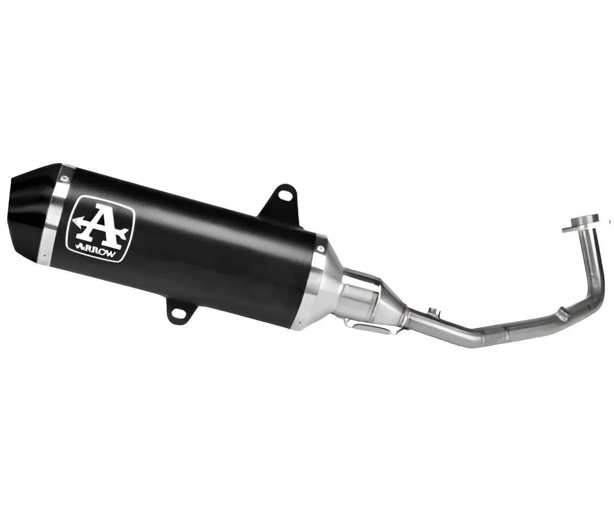 Escape completo ARROW Urban no homologado en aluminio negro con colectores en acero inoxidable con punta en CARBONO para HONDA FORZA 350 25-26 | ADV 350 25-26 | SH 350 25-26 - vista 1