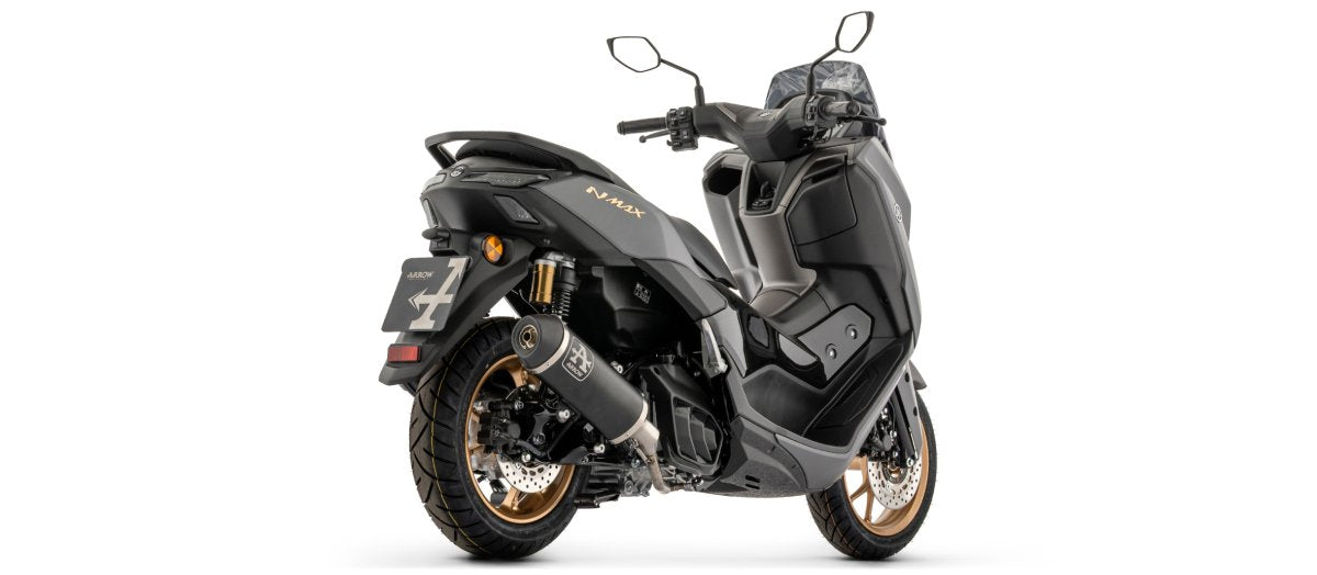 Escape completo ARROW Urban no homologado en aluminio negro con colectores en acero inoxidable con punta en acero inoxidable Dark para YAMAHA NMAX 155 25-26 - vista 4