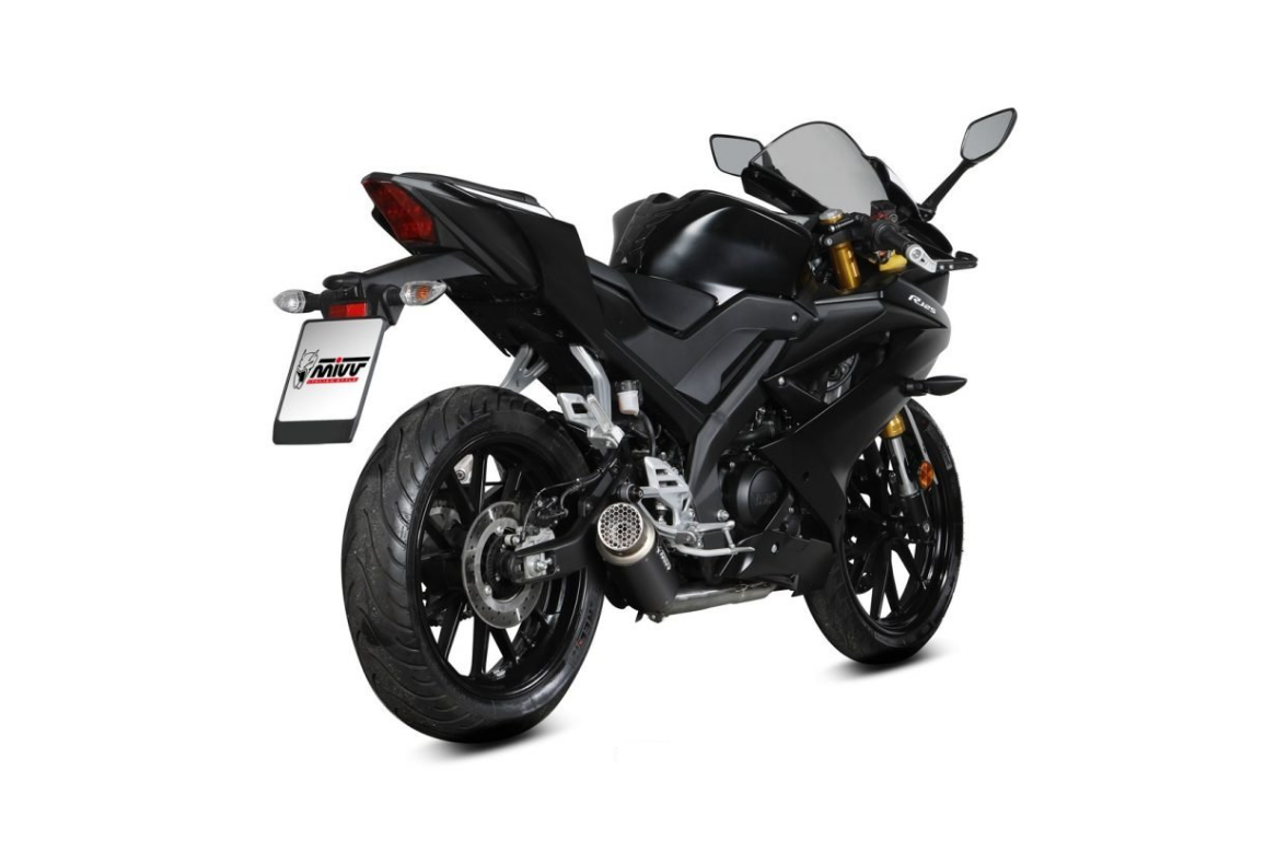 Línea Completa Mivv GP Pro Homologado en Acero Negro Yamaha MT 125 20-24 y YZF-R 125 19-24