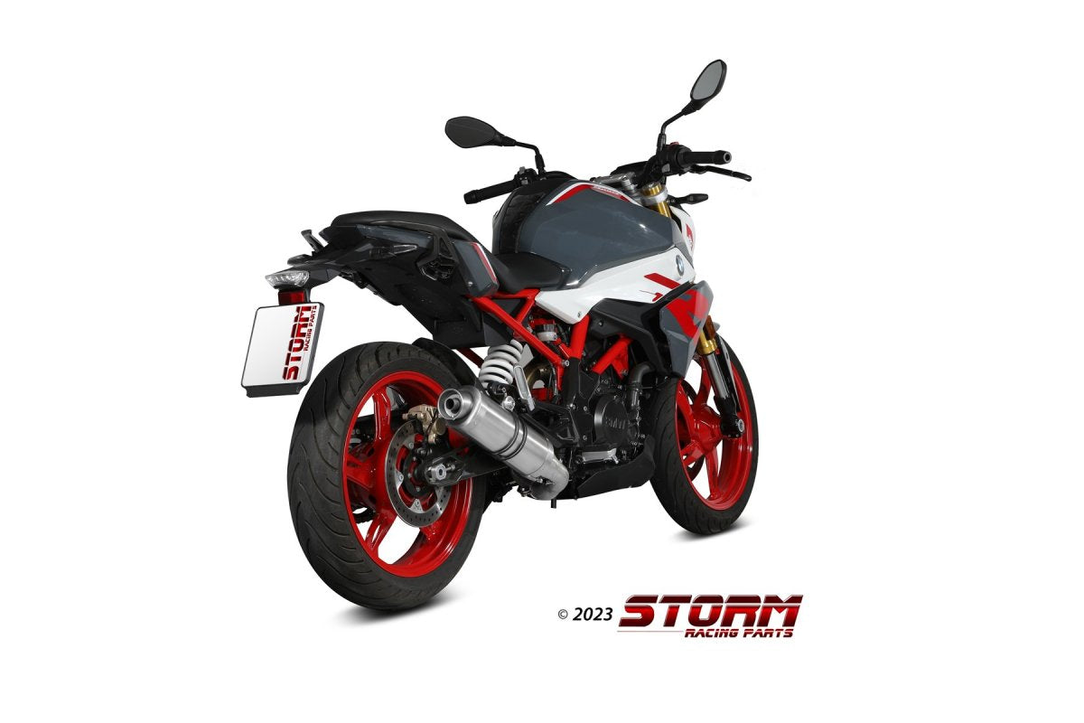 Escape completo homologado Storm GP en Acero inox. posicion estandar para BMW G 310 R 18-24