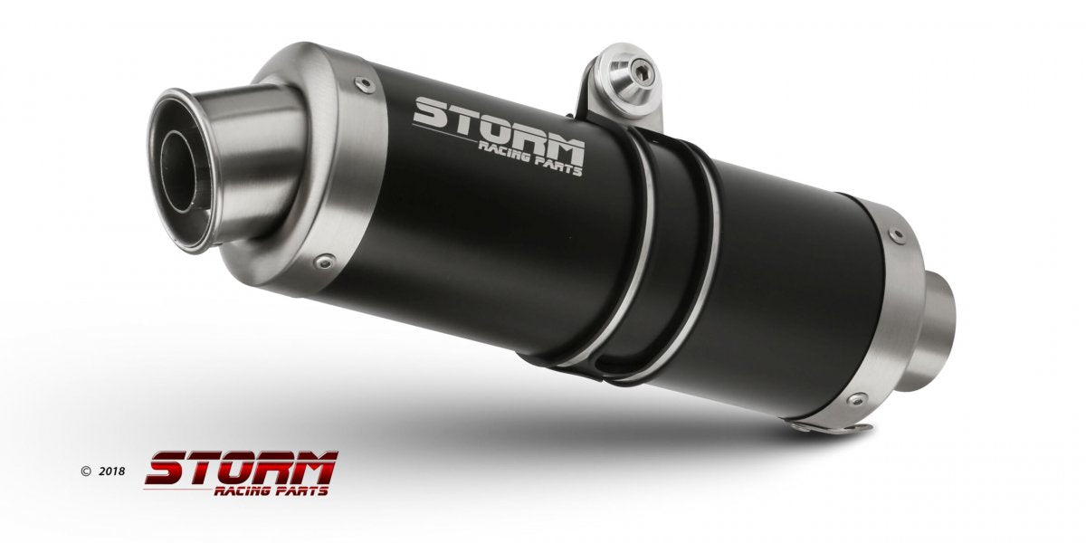 Escape completo homologado Storm GP en Acero negro posicion estandar para BMW G 310 R 18-24