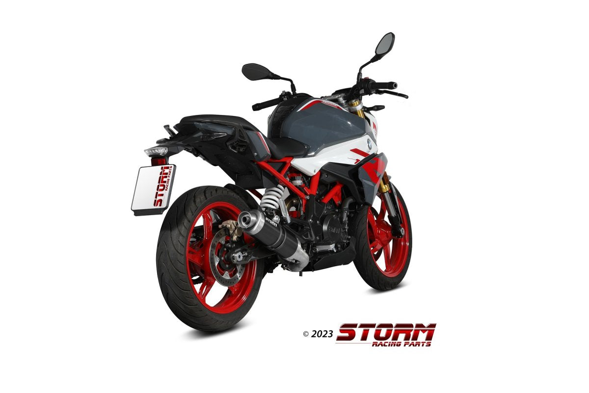 Escape completo homologado Storm GP en Acero negro posicion estandar para BMW G 310 R 18-24