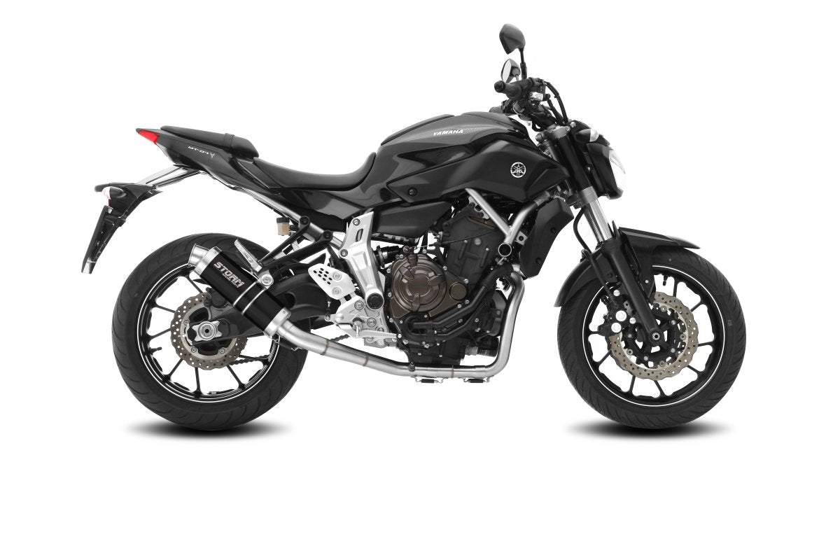 Approved full exhaust Storm GP Black Steel high position for YAMAHA MT 07 14-24