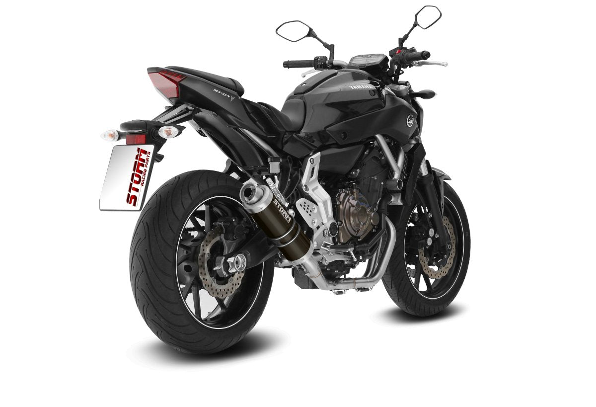 Approved full exhaust Storm GP Black Steel high position for YAMAHA MT 07 14-24