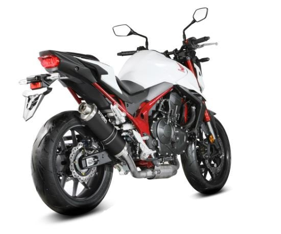 Escape homologado Storm OVAL en acero inox negro para HONDA CB 750 HORNET 23-25