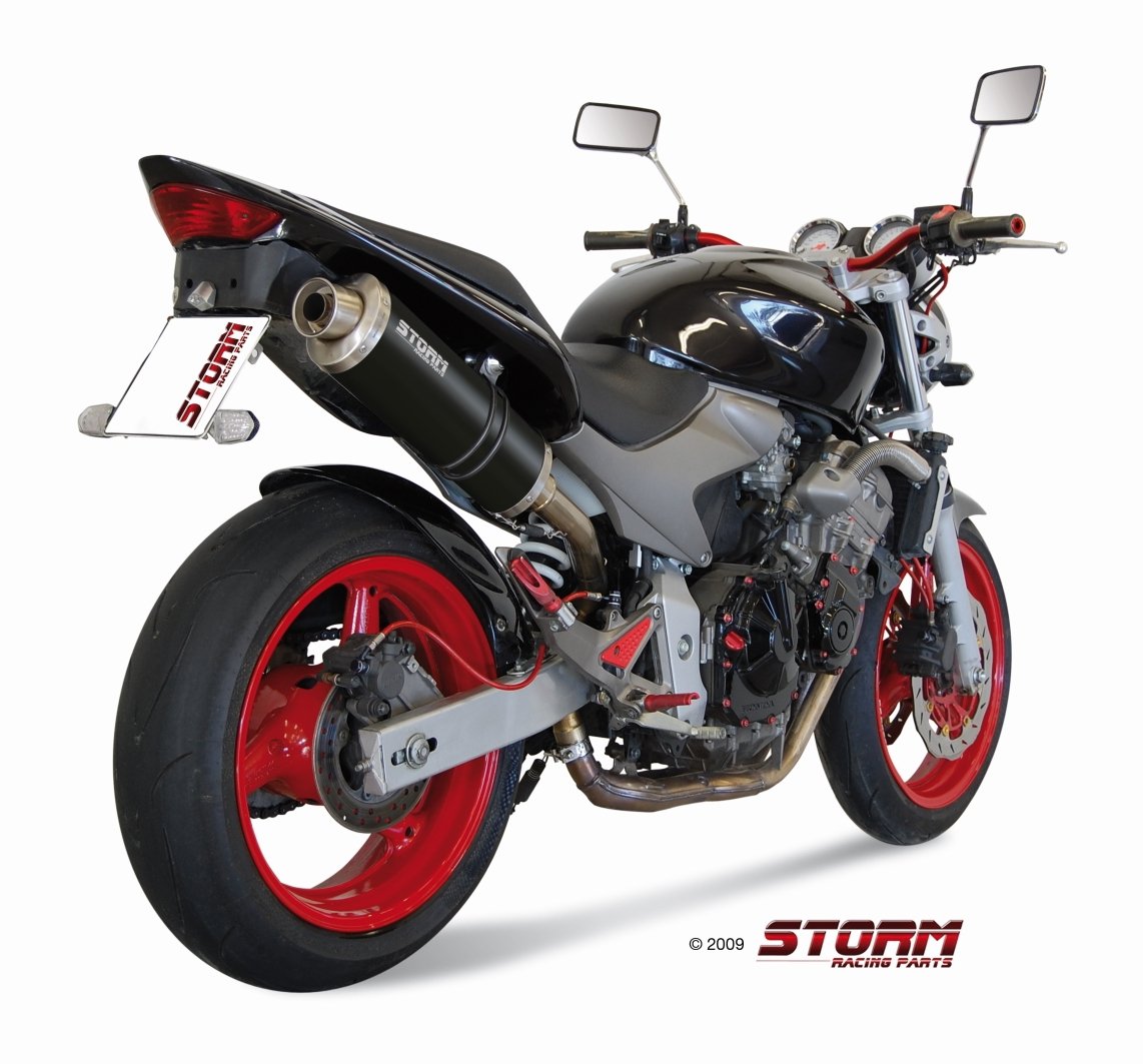 Escape Storm OVAL aprovado em aço preto para HONDA CB 600 F HORNET 03-06