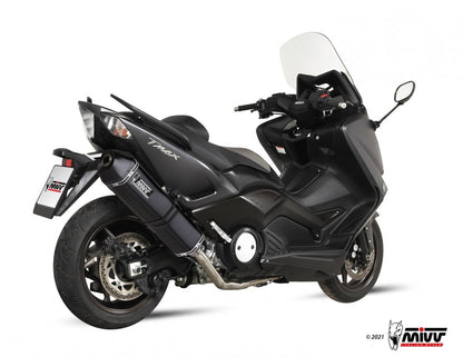 Escape completo no homologado Mivv Speed Edge en Acero negro para Yamaha T-MAX 530 12-16