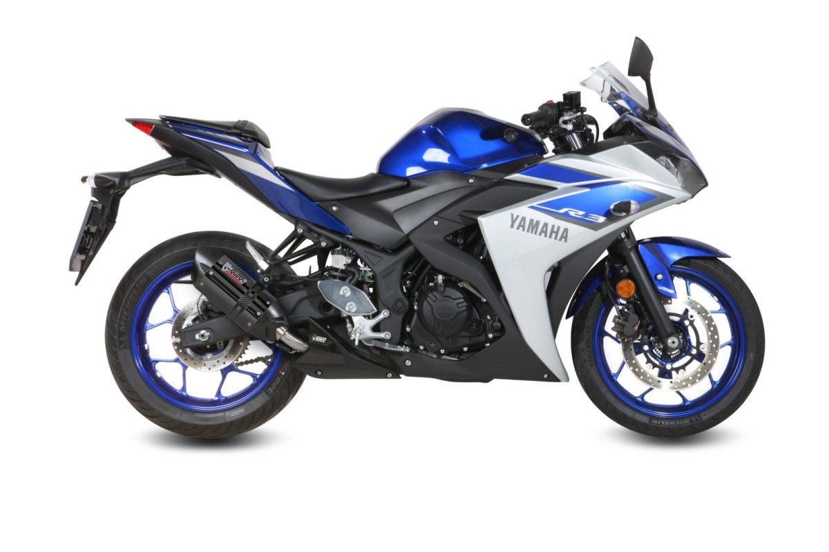 Escape homologado Mivv Suono en Acero negro para Yamaha YZF R25 15-24 | YZF R3 15-24