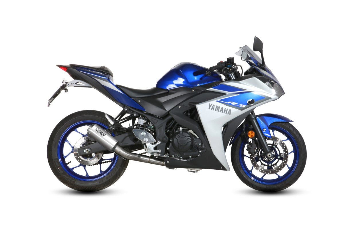 Escape completo no homologado Mivv MK3 en Acero inox. para YAMAHA YZF R3 15-24 | MT 03 (321 CC) 16-24 | YZF R25 15-24
