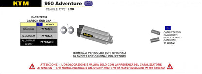 Catalizador ARROW 11006KZ para DUCATI 848 | 1098 | 1198 | KTM 990 ADVENTURE | 990 SMT