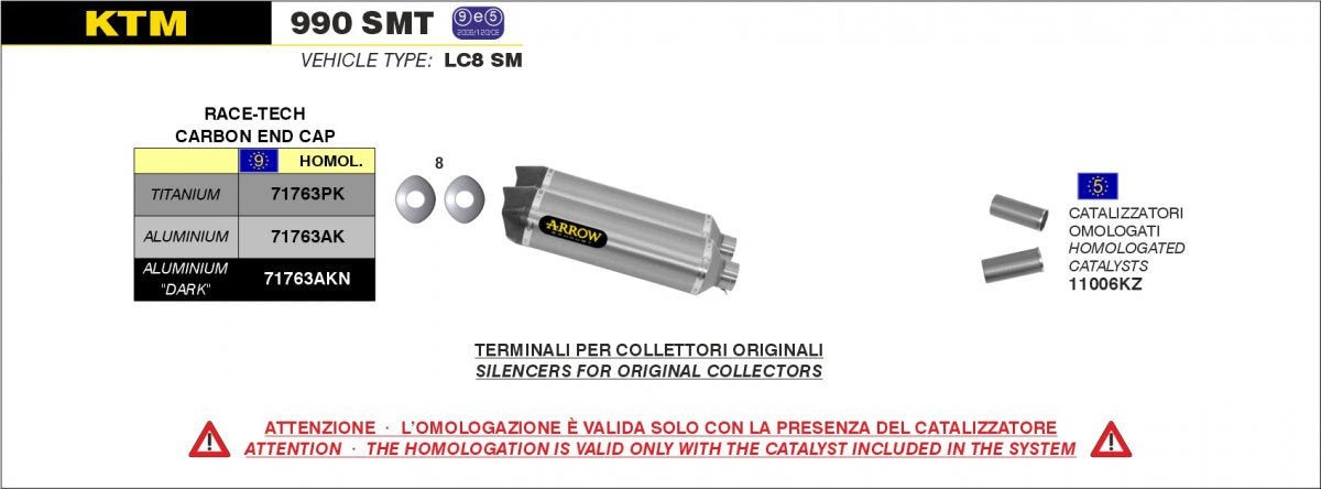 Catalizador ARROW 11006KZ para DUCATI 848 | 1098 | 1198 | KTM 990 ADVENTURE | 990 SMT