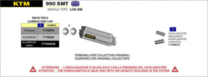 Catalizador ARROW 11006KZ para DUCATI 848 | 1098 | 1198 | KTM 990 ADVENTURE | 990 SMT