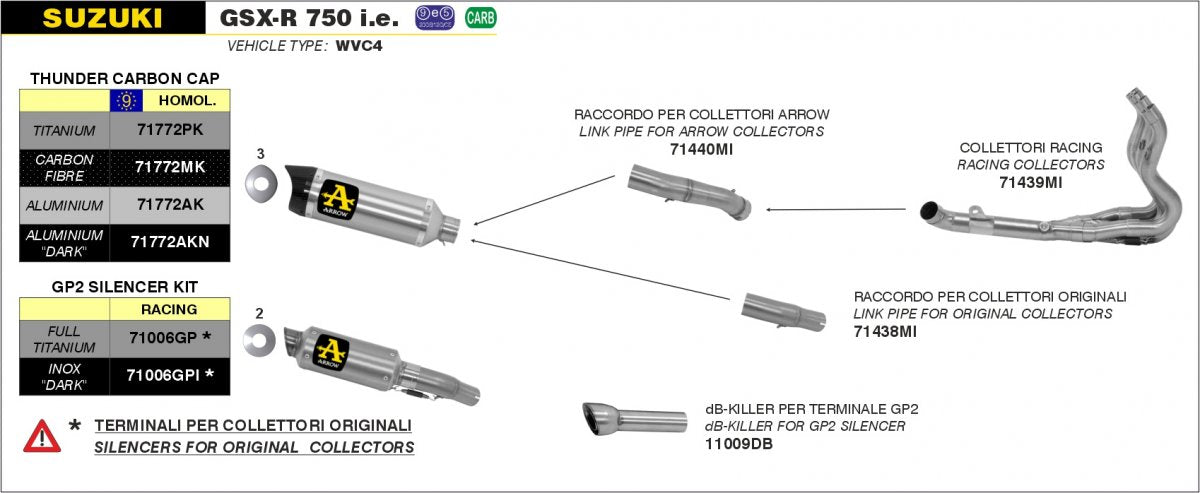 Colectores ARROW no homologados en acero inoxidable para SUZUKI GSX-R 750 11-16 | GSX-R 600 11-16 - vista 3