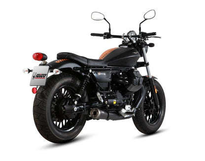 Escape no homologado Mivv Ghibli en Acero negro para Moto Guzzi V9 Bobber 16-20