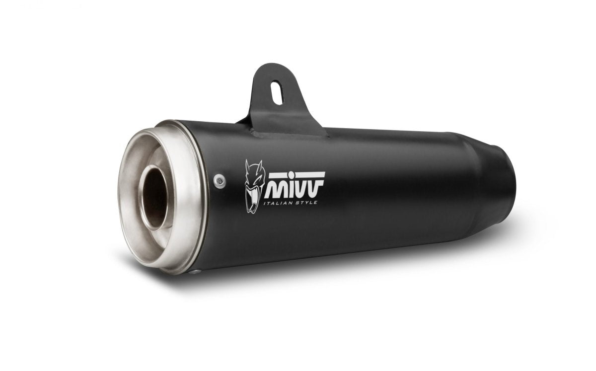 Escape no homologado Mivv Ghibli en Acero negro para Moto Guzzi V9 Bobber 16-20