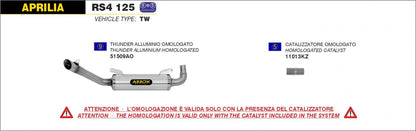 Catalizador ARROW 11013KZ para HONDA CRF 250 L 12-13 | APRILIA RS4 125 11-16