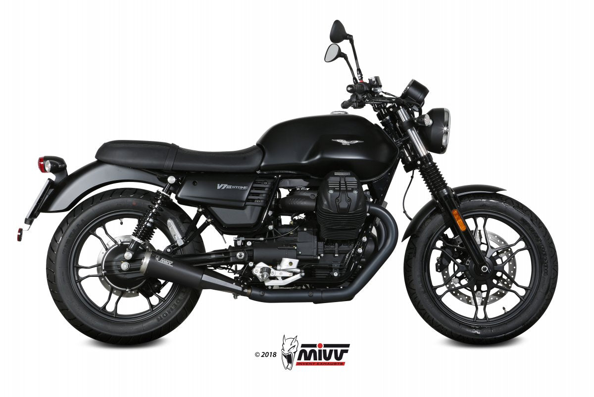 Escape homologado Mivv Ghibli en Acero negro para Moto Guzzi V7 III 17-20