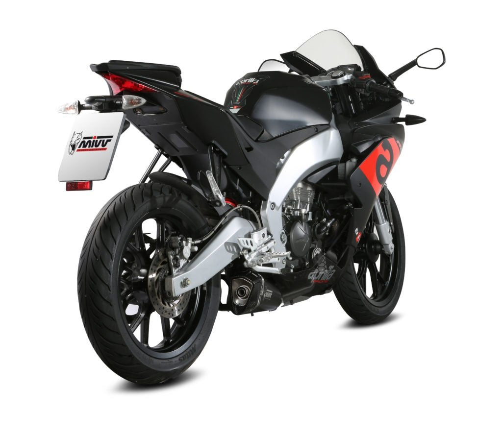 Escape homologado Mivv Delta Race en Acero negro para Aprilia RS 125 17-20 | Tuono 125 17-20