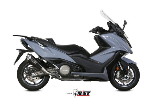 Escape homologado Mivv Delta Race en Acero negro para Kymco AK 550 17-20