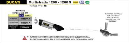 Escape ARROW Indy Race homologado en aluminio negro para DUCATI MULTISTRADA - vista 2