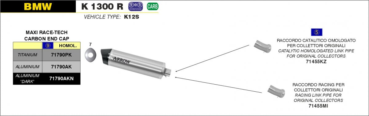 Catalizador ARROW 71455KZ para BMW K 1300 R 09-16 | K 1300 S 12-16