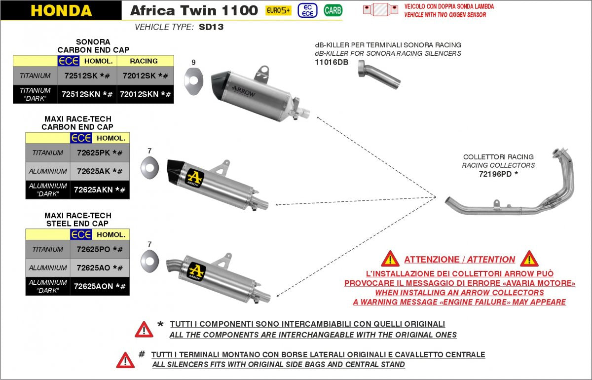 Escape ARROW Maxi Race-Tech homologado en aluminio negro para HONDA CRF 1100 L AFRICA TWIN 20-26 | CRF 1100 L AFRICA TWIN ADVENTURE SPORTS 24-26 - vista 3