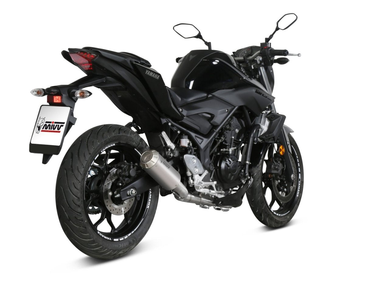 Escape completo no homologado Mivv MK3 en Acero inox. para Yamaha YZF R3 15-24 - vista 4