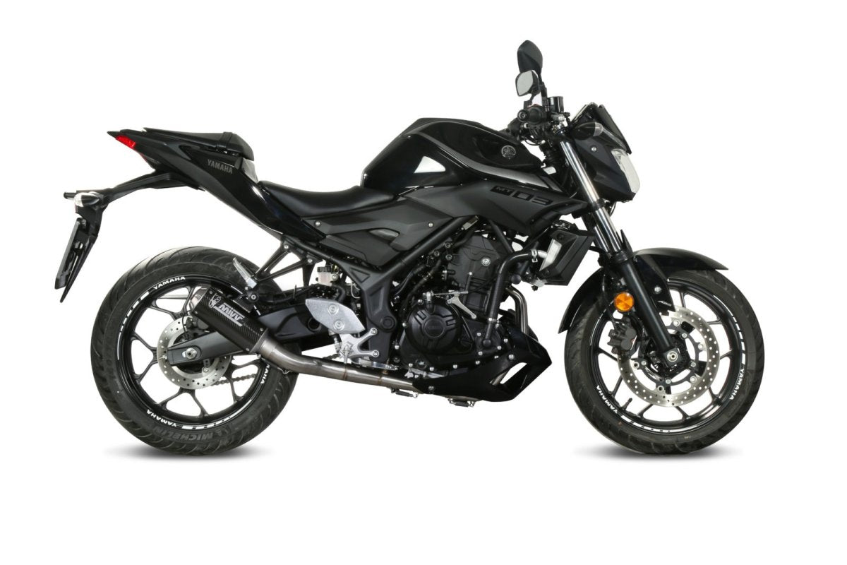 Escape completo no homologado Mivv MK3 en Carbono para Yamaha YZF R25 15-24 | YZF R3 15-24 | MT 03 (321 CC) 16-24
