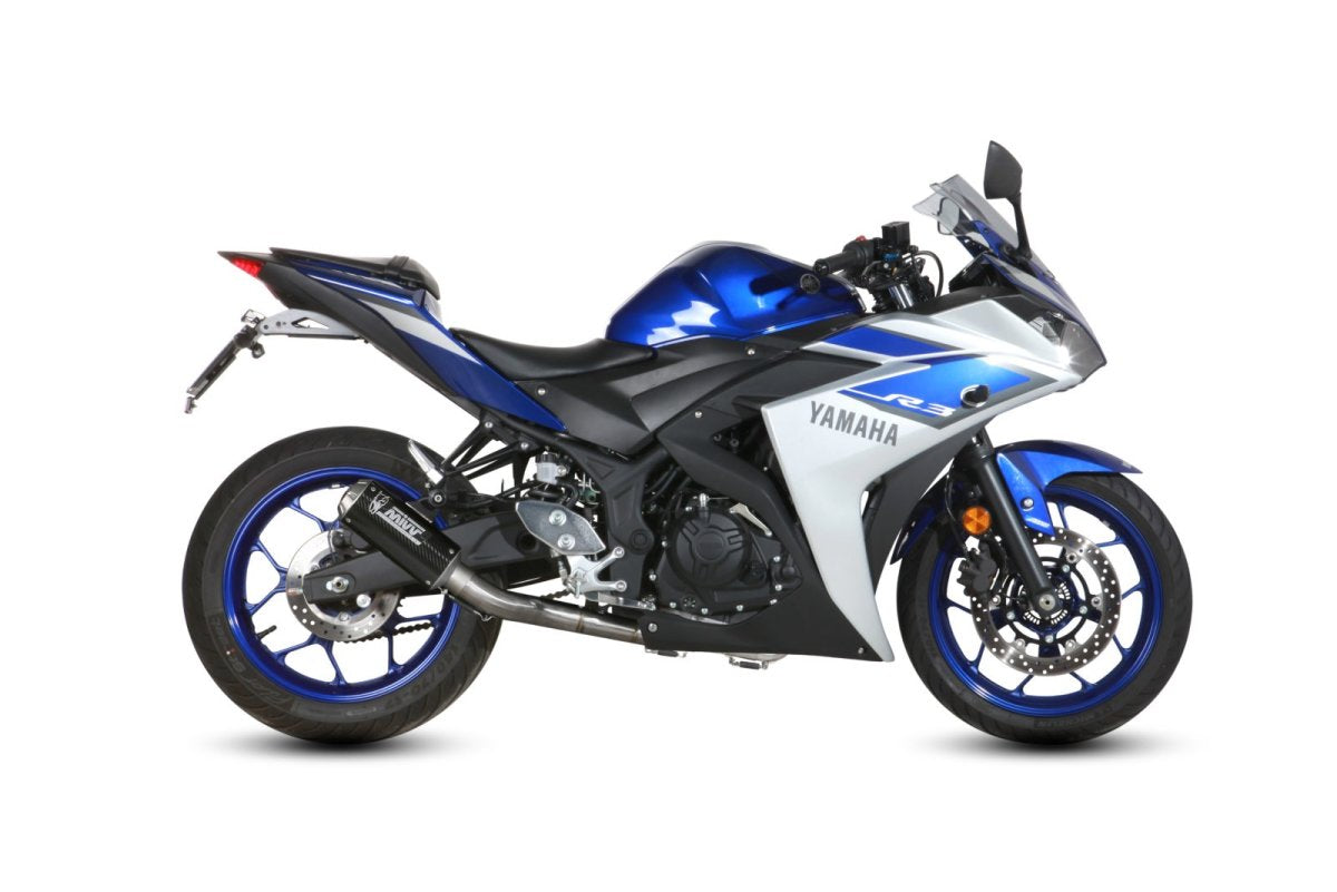 Escape completo no homologado Mivv MK3 en Carbono para Yamaha YZF R25 15-24 | YZF R3 15-24 | MT 03 (321 CC) 16-24