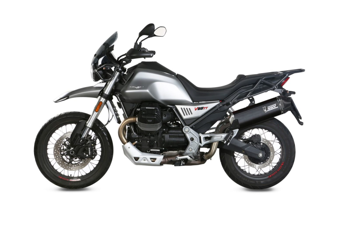 Escape homologado Mivv Speed Edge en Acero negro para Moto Guzzi V85 TT 19-24