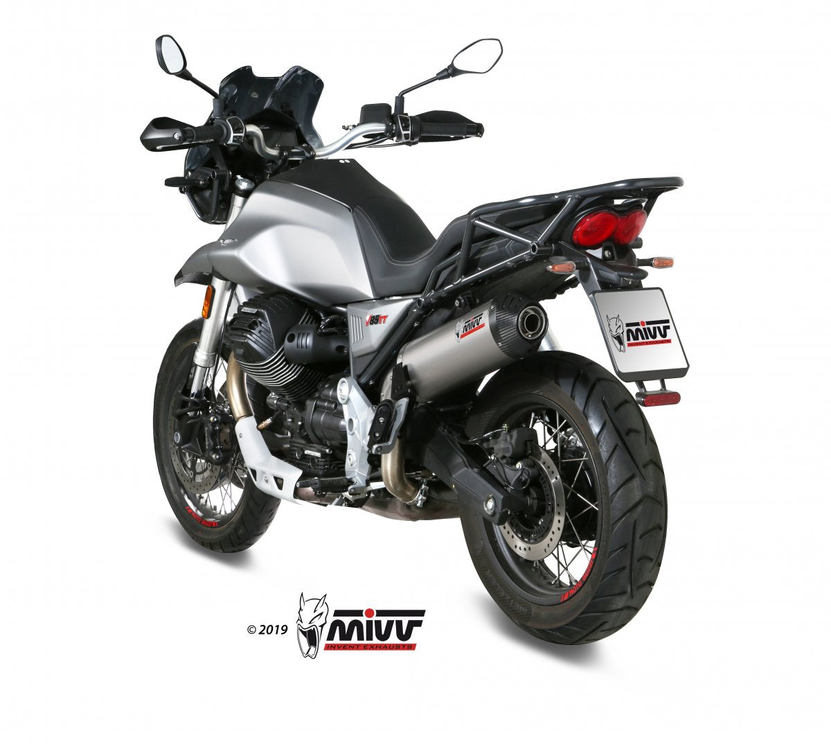 Escape homologado Mivv OVAL en Titanio para Moto Guzzi V85 TT 19-24