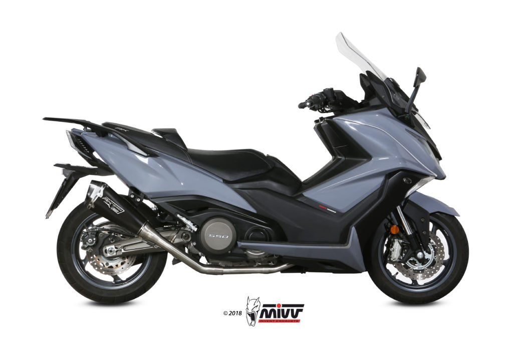 Escape completo no homologado Mivv Delta Race en Acero negro para Kymco AK 550 17-20