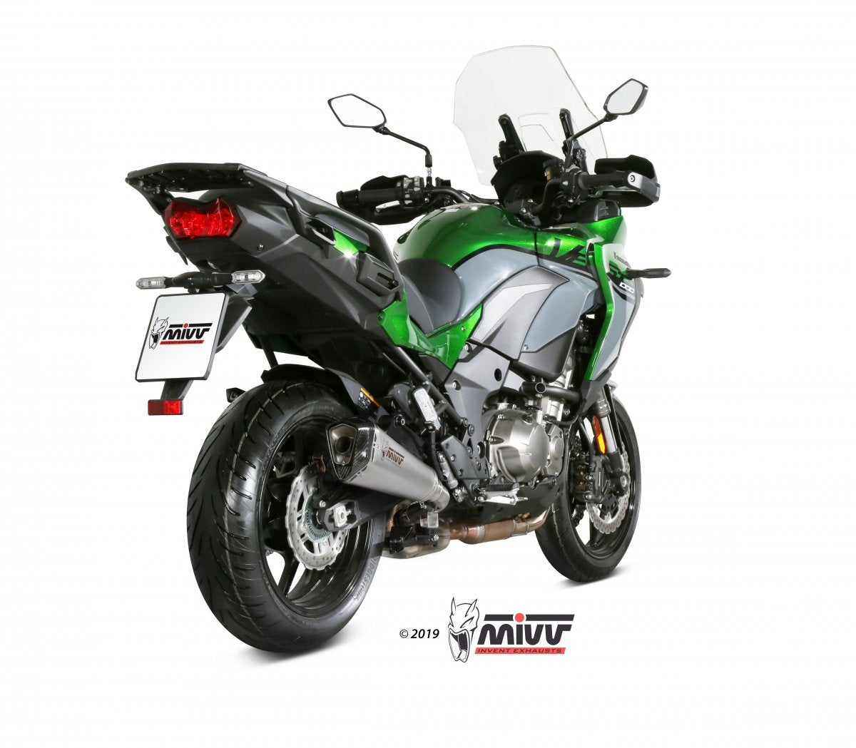 Escape homologado Mivv Delta Race en Acero negro para Kawasaki Versys 1000 19-24