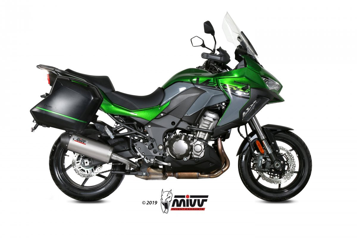 Escape homologado Mivv Delta Race en Acero negro para Kawasaki Versys 1000 19-24