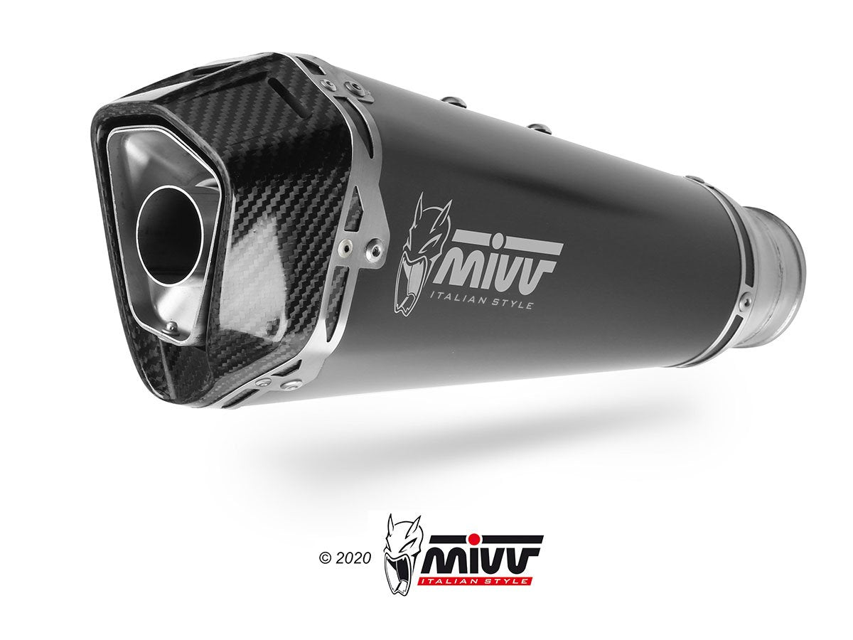 Escape homologado Mivv Delta Race en Acero negro para Kawasaki Versys 1000 19-24