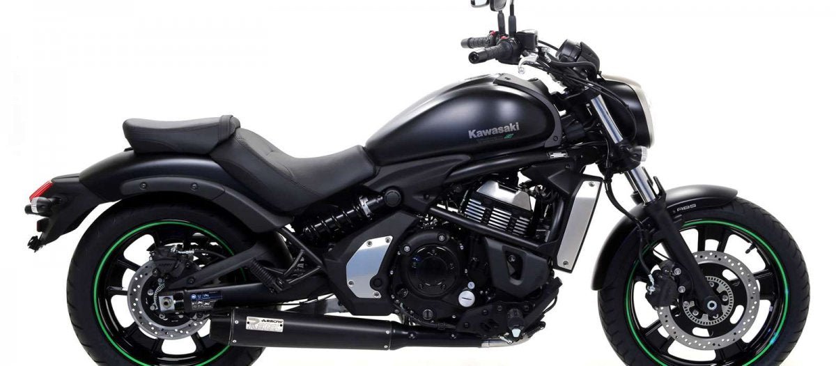 Escape completo Arrow Rebel homologado en acero inox. negro con tapa en carbono para KAWASAKI VULCAN 650 S 14-16 - vista 1