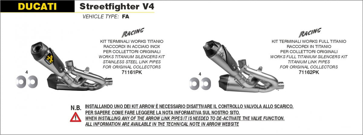 Escape ARROW Works no homologado en titanio para DUCATI PANIGALE 1100 V4 18-24 | STREETFIGHTER V4 / S 20-24 - vista 3