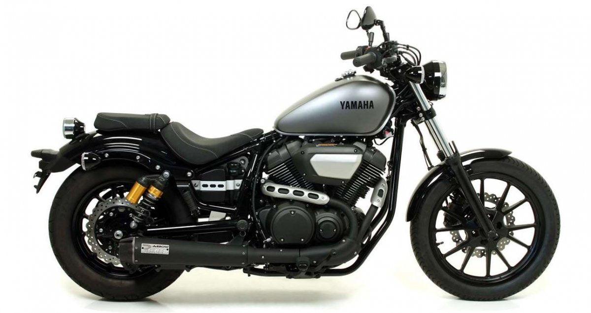 Escape ARROW Rebel homologado en aluminio negro con tapa en carbono para YAMAHA XV 950 14-16 - vista 1