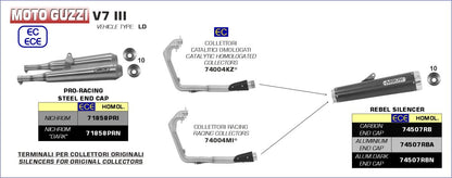 Colectores Arrow 74004KZ Homologados para MOTO GUZZI V7 III 17-20 - vista 2